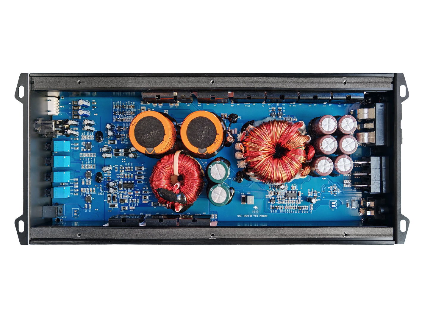 OceanAudio OAE-1200.1D Monoblock Class D Amplifier with Remote Subwoofer Level Control, 2400W - RMS Power @4Ω 1*480W @2Ω 1*800W @1Ω 1*1200W Max Power @1Ω 1*2400W