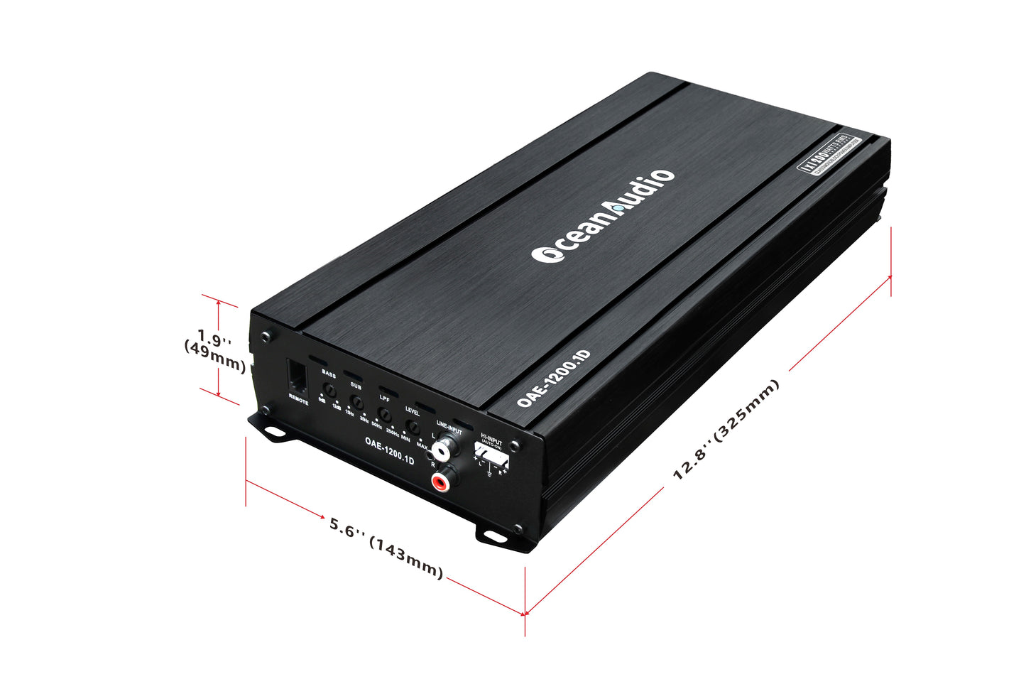 OceanAudio OAE-1200.1D Monoblock Class D Amplifier with Remote Subwoofer Level Control, 2400W - RMS Power @4Ω 1*480W @2Ω 1*800W @1Ω 1*1200W Max Power @1Ω 1*2400W